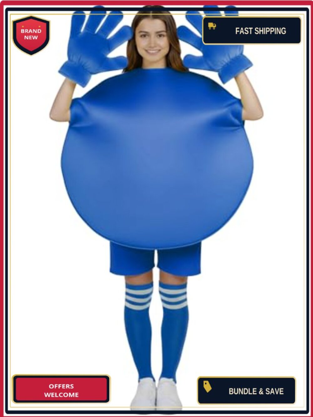 3 Pc Halloween Candy Costume Foam Tabard Jumbo Hands Socks Adult